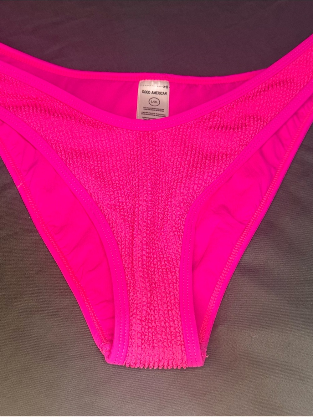 Good American NWT Always Fits Boomerang Bikini Bottom PINK GLOW L/XL